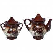 Чайный набор 2 пр. малый коричневый, виноград-бабочка (чайник 550мл, сахарница 400мл)