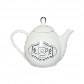 Чайник заварочный Петелька, деколь Чай, белая глазурь, 800мл
