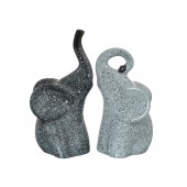 Сувенир-статуэтка Слоны пара, Инь-Янь №1, чёрно-серый, гранит