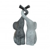 Сувенир-статуэтка Слоны пара, Инь-Янь №2, чёрно-серый, гранит