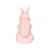 Сувенир Кролик с корзинкой, розовый, лепка (замнитель золота)