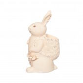 Сувенир Кролик с корзинкой, кремовый, лепка