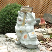 Садовая фигура Гномы-пара WELCOME, камень светлый