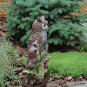 Садовая фигура Сова с совятами, рисовка (Гипс)