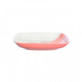 Тарелка Квадрат, бело-розовая, деколь Сакура (175х175мм) (ящик+ПЭТ)