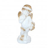 Сувенир Ангел с корзиной, бело-золотой (Гипс)
