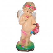 Сувенир Ангел с корзиной большой, цветной (Гипс)