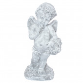 Сувенир Ангел Девочка с корзиной, камень серый (Гипс)