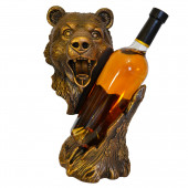 Сувенир-подставка для бутылки Медведь №7, коричнево-золотой (Гипс)
