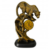 Сувенир Часы №15 Леопард, медь (Гипс)