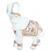 Сувенир Слон шагающий огромный, белый с золотом (Гипс)