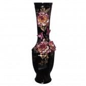 Напольная ваза Нирвана, чёрная, розовая лепка