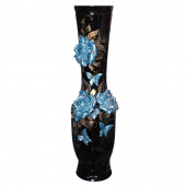 Напольная ваза Нирвана, чёрная, синяя лепка