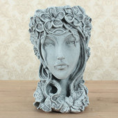 Сувенир-кашпо Голова Лесная фея, камень серый (Гипс)