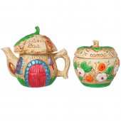 Чайный набор 2 пр. (чайник-гриб 700мл, сахарница-яблоко 550мл), рисованный