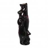 Копилка Кошка гладкая Багира-мама, большая, цепочка, глазурь чёрная