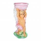 Садовая фигура Ангел с чашей большой, цветной (Гипс) - розовый