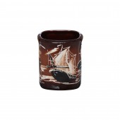 Чашка квадратная, коричневая, Море, 150мл