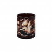 Чашка Офисная, коричневая, Море, 330мл