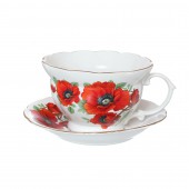 Чайная пара 2 пр. Троянда (чашка 500мл+блюдце) - Маки