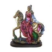 Сувенир Дама на лошади, цветная, красная (Гипс)