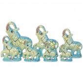 Сувенир Семья слонов, Кракелюр, сине-жёлтые (в наборе 7 шт)
