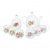 Чайный сервиз 8 пр. Петелька (чайник 1,2л, сахарница 500мл, чашка 400мл) - Весенние цветы