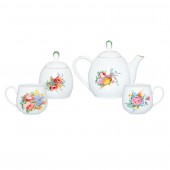 Чайный сервиз 4 пр. Петелька (чайник 1,2л, сахарница 500мл, чашка 400мл) - Весенние цветы