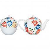 Чайный набор 2 пр. Евро, роспись, Цветы (чайник 600мл, сахарница 600мл)