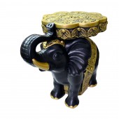 Сувенир-подставка Слон №10, чёрный, золото (Гипс)