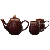 Чайный набор 3 пр. Ромашка, коричневый (чайник 1л, чашка 400мл)