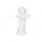 Сувенир Ангелок с букетиком, белая лепка