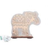 Светильник соляной с фанерной накладкой Слон большой