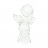 Сувенир Ангелок-мальчик с сердцем, белая лепка, гламур
