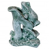 Садовая фигура Лягушка на грибе (камень серый/зелёный) (Гипс)