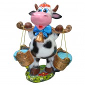 Садовая фигура Корова с вёдрами (задувка+художка) (Гипс)