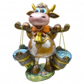 Садовая фигура Корова с вёдрами (цветная бронза) (Гипс)