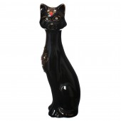 Копилка Кошка Камила средняя, рисованная, глазурь чёрная