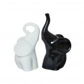 Сувенир-статуэтка Слоны пара, Инь-Янь №1, чёрно-белые, глянец