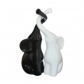Сувенир-статуэтка Слоны пара, Инь-Янь №2, чёрно-белые, глянец