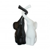 Сувенир-статуэтка Слоны пара, Инь-Янь №2, чёрно-белые, глянец