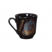 Чашка Сумская, коричневая, деколь Золотой корабль - Имена женские, 350мл