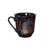 Чашка Сумская, коричневая, деколь Золотой корабль - Семья женская, 350мл