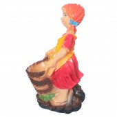 Садовая фигура, Девочка с корзиной, цветная, кашпо (Гипс)