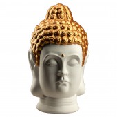 Сувенир Голова Будды, белая с золотом