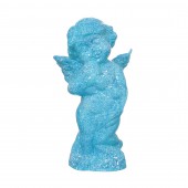 Сувенир Ангел-мальчик с сердцем, голубой, гранит
