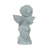 Сувенир Ангел-мальчик с сердцем, серый, гранит