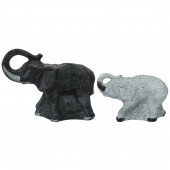 Копилка Слоны-пара Оригами, чёрно-серый, гранит