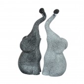 Сувенир-статуэтка Слоны пара, Инь-Янь №2, чёрно-серый, гранит