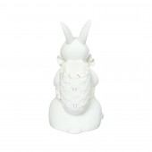 Сувенир Кролик с корзинкой, белый, лепка (замнитель золота)
